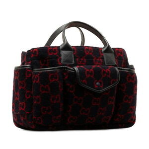 Gucci Leather Handbag Blue Navy Red Wool GG